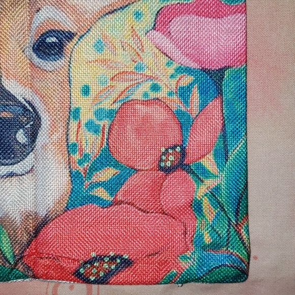 Deer Pillow Cover. Red Poppy Flower. Reindeer Leaf - Picture 4 of 12